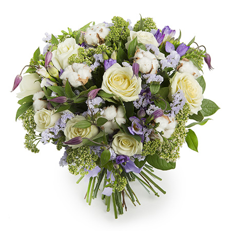 Bouquet blanc et bleu Uccle - Botanica Brussels