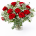 10 roses rouges dans un vase avec gypsophile