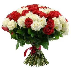 bouquet de roses rouges et blanches