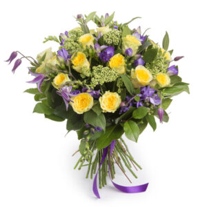 bouquet bleu et jaune