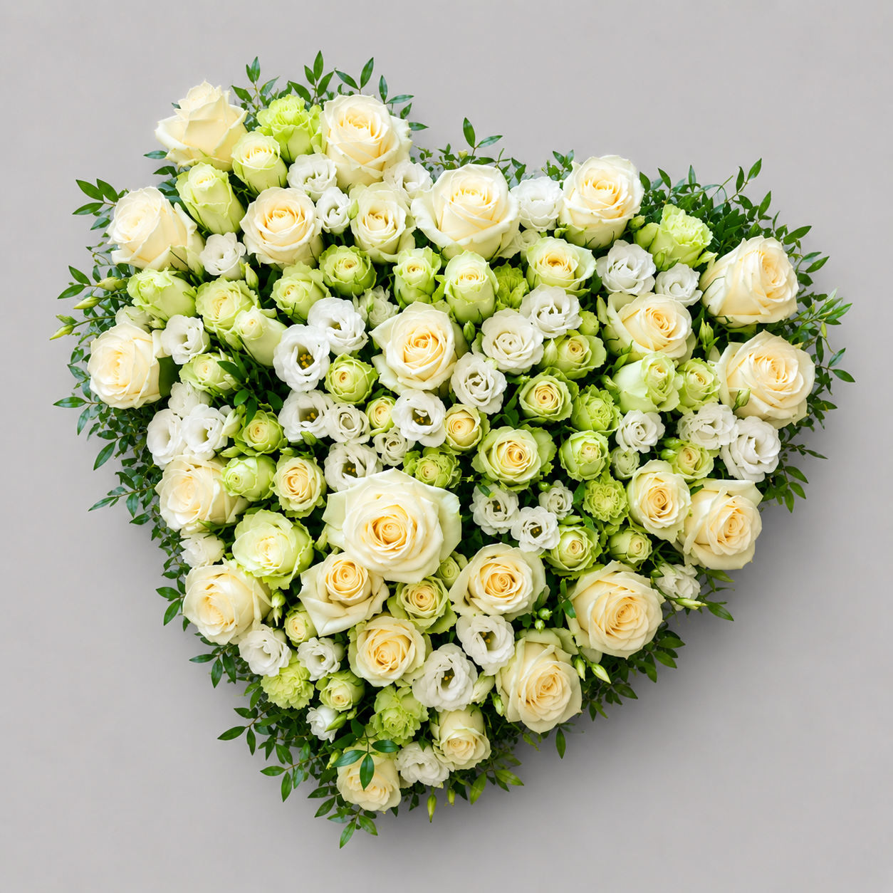 coeur deuil blanc de fleurs