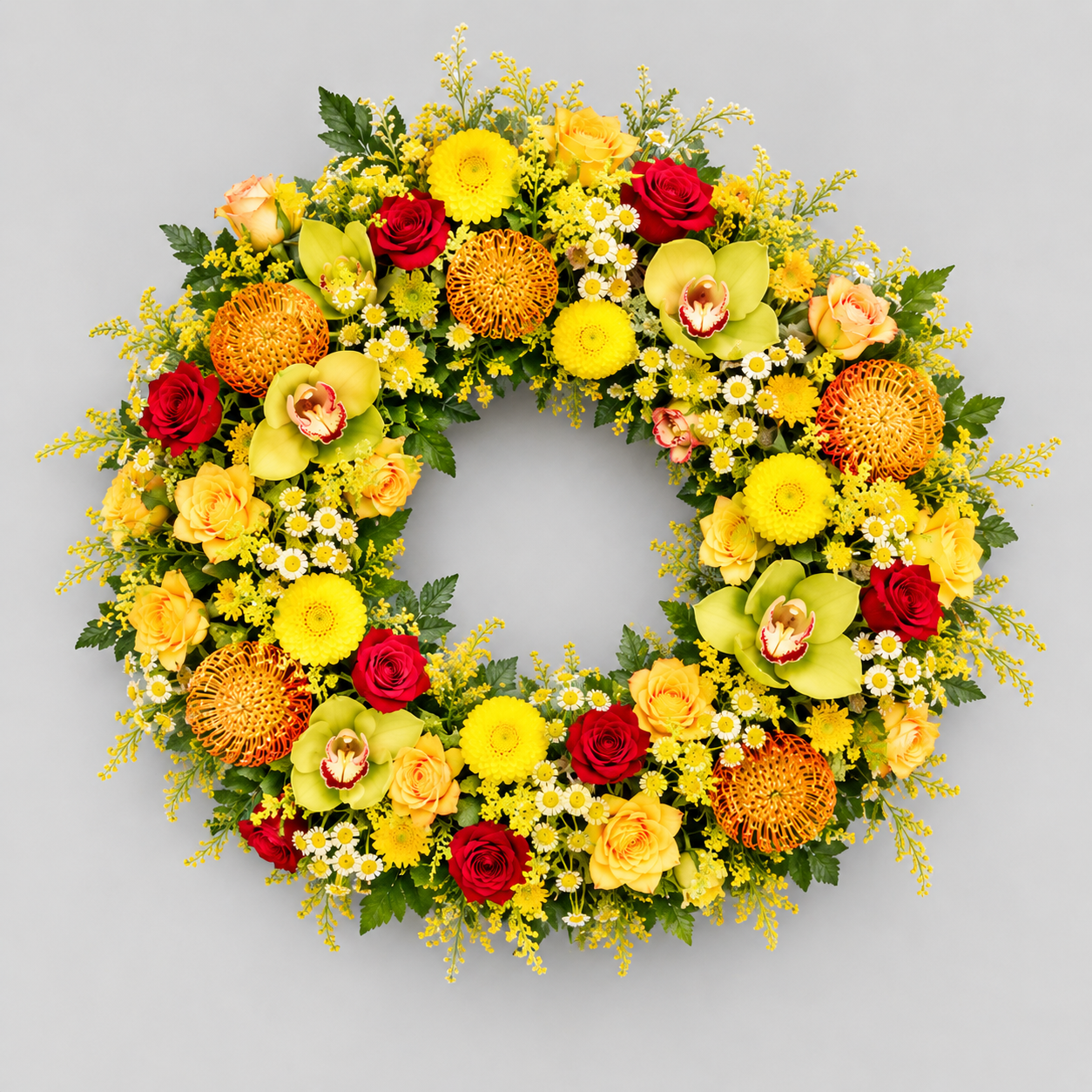 couronne jaune pour des funérailles