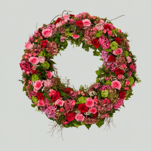 couronne mortuaire rose pour une livraison fleurs à bruxelles