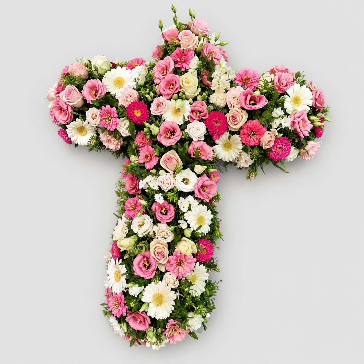 croix deuil blanc et rose