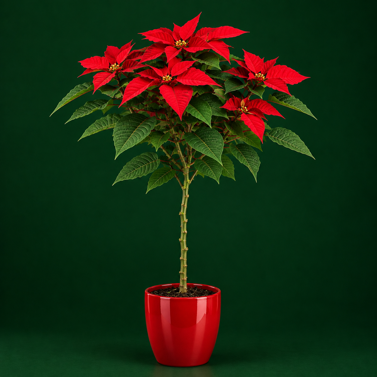 Poinsettia rouge sur tige